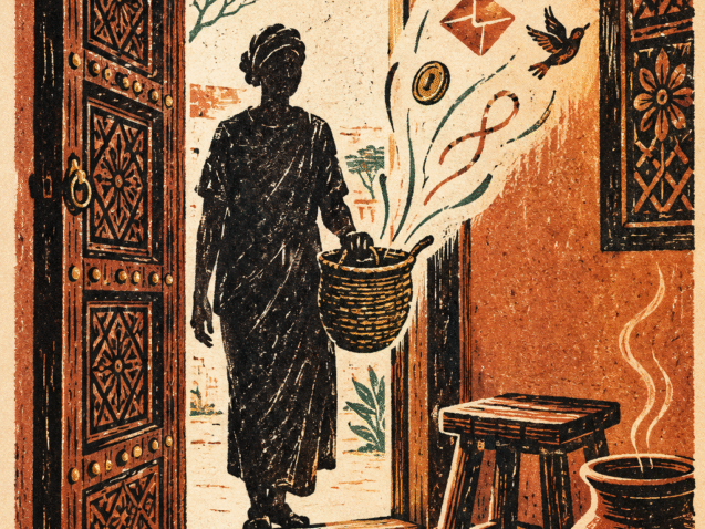 Linocut Welcome at the Open Door