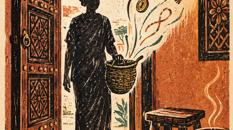 Linocut Welcome at the Open Door